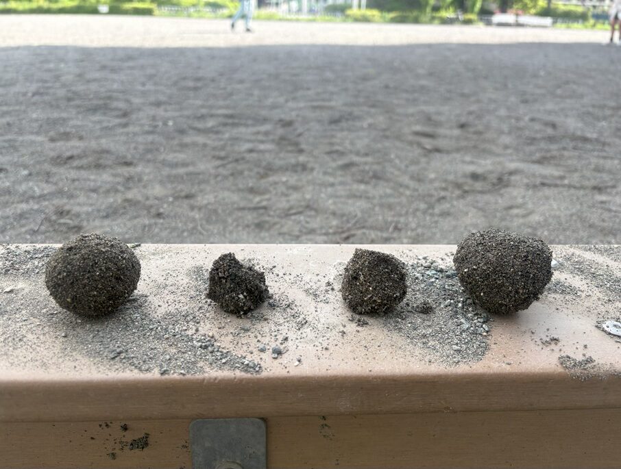 子供がお砂場で作った泥団子